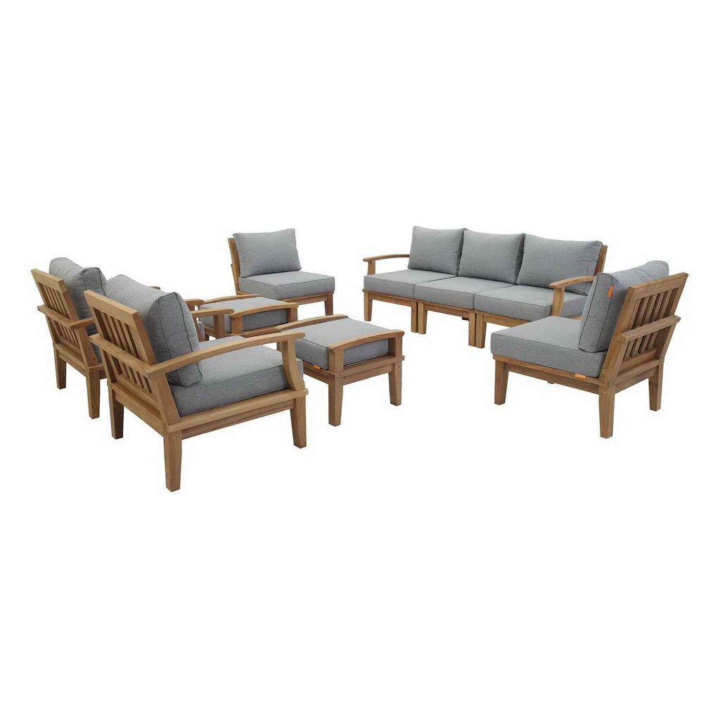 Modway Outdoor Lounge Set - Marina 9-Piece Teak Collection by Modway