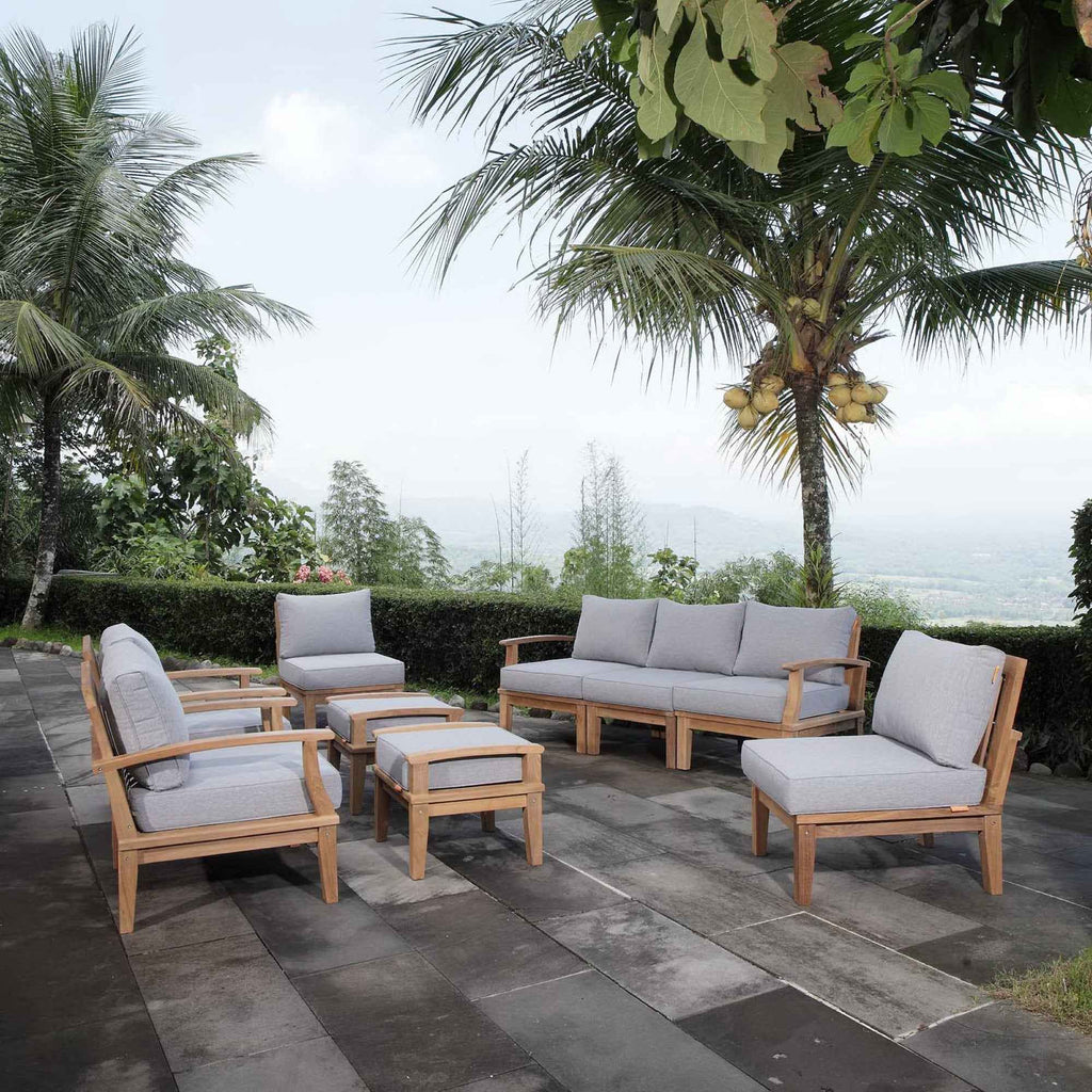 Modway Outdoor Lounge Set - Marina 9-Piece Teak Collection by Modway