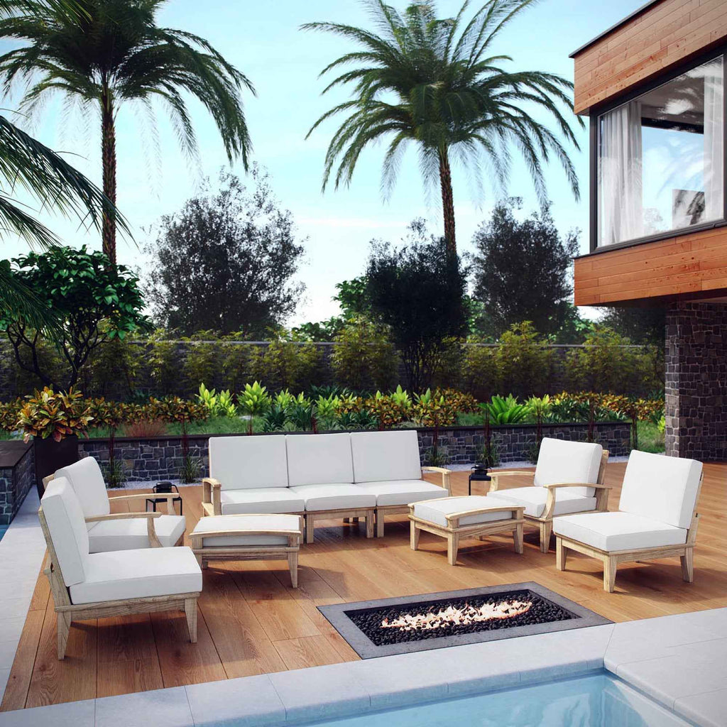 Modway Outdoor Lounge Set - Marina 9-Piece Teak Collection by Modway