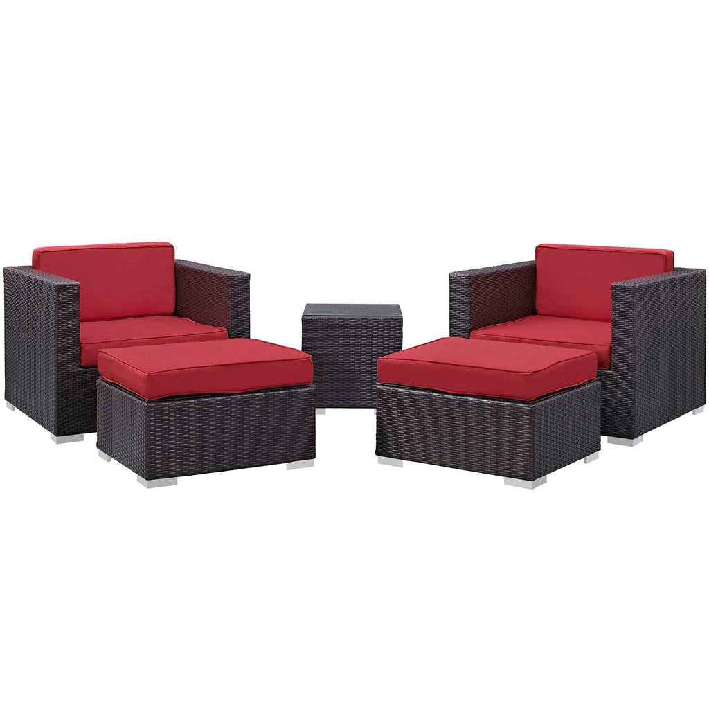 Modway Convene 5-Piece Outdoor Sectional Set – Patio Furniture with Cushions