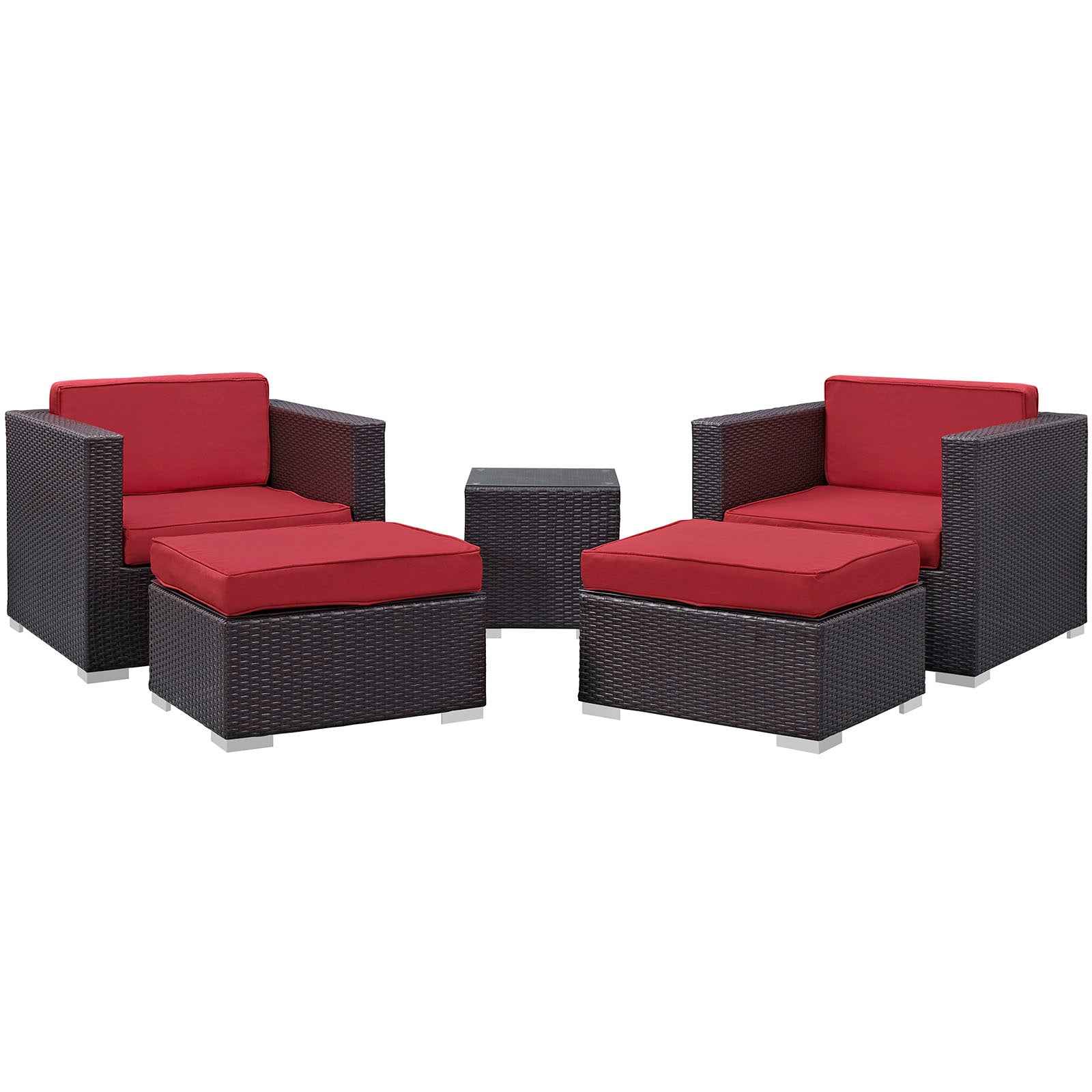 Modway Convene 5-Piece Outdoor Sectional Set – Patio Furniture with Cushions