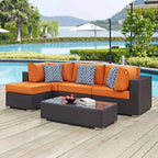 Modway Convene 5-Piece Outdoor Sectional Set – Patio Furniture with Cushions