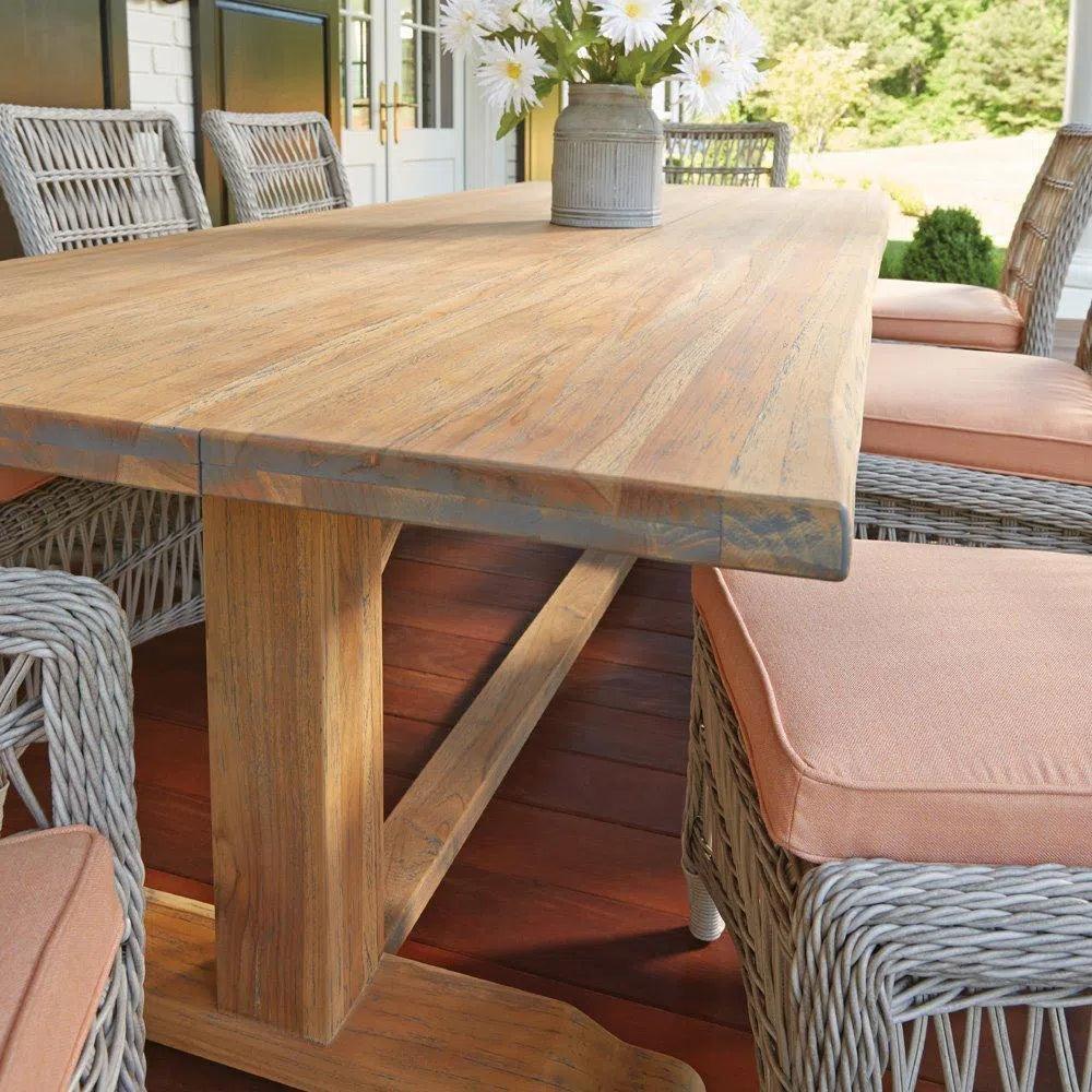 Mackinac Wicker & Teak Outdoor Dining Set for 8 – Handmade Patio Furniture by Lloyd Flanders