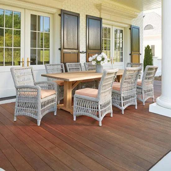 Mackinac Wicker & Teak Outdoor Dining Set for 8 – Handmade Patio Furniture by Lloyd Flanders