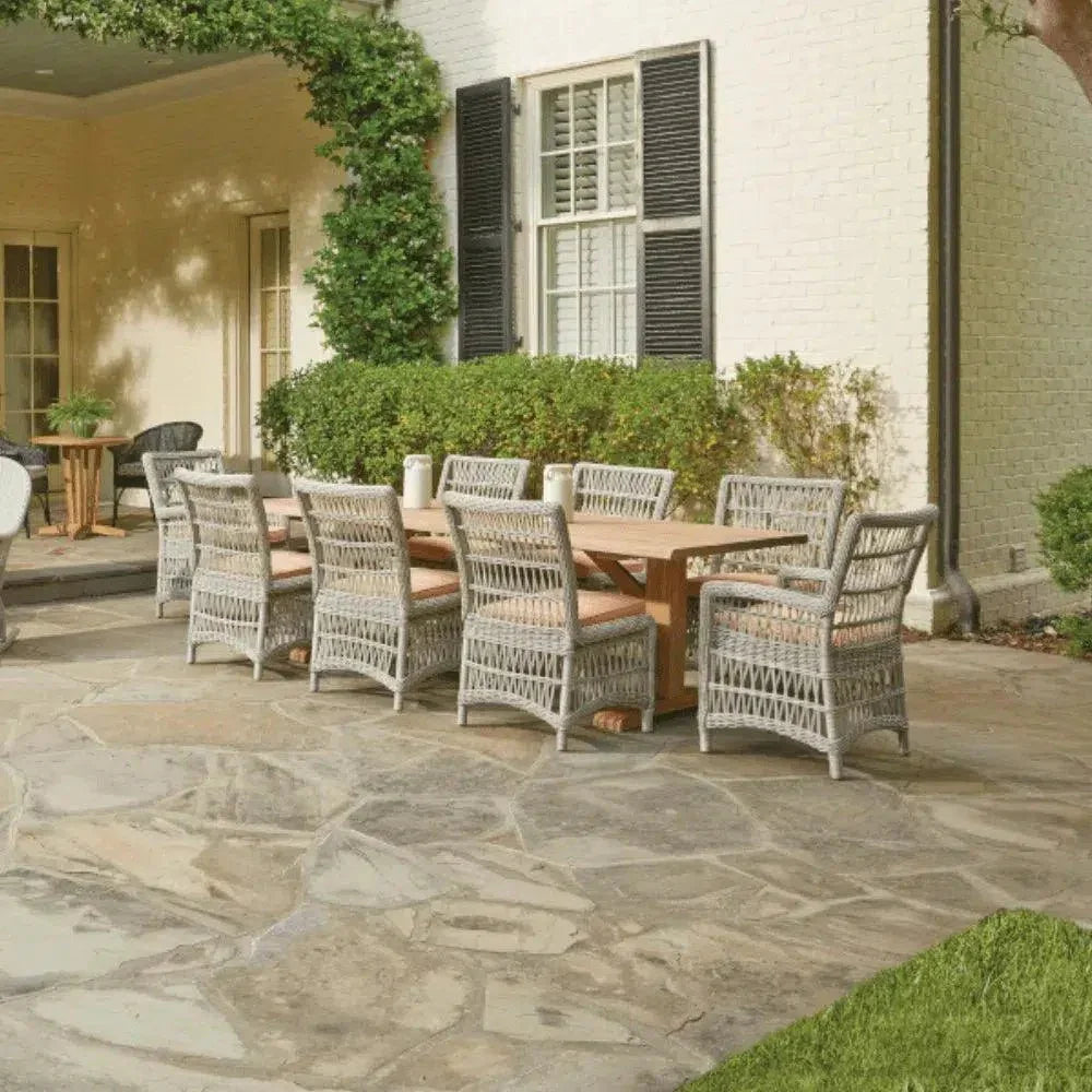 Mackinac Wicker & Teak Outdoor Dining Set for 8 – Handmade Patio Furniture by Lloyd Flanders
