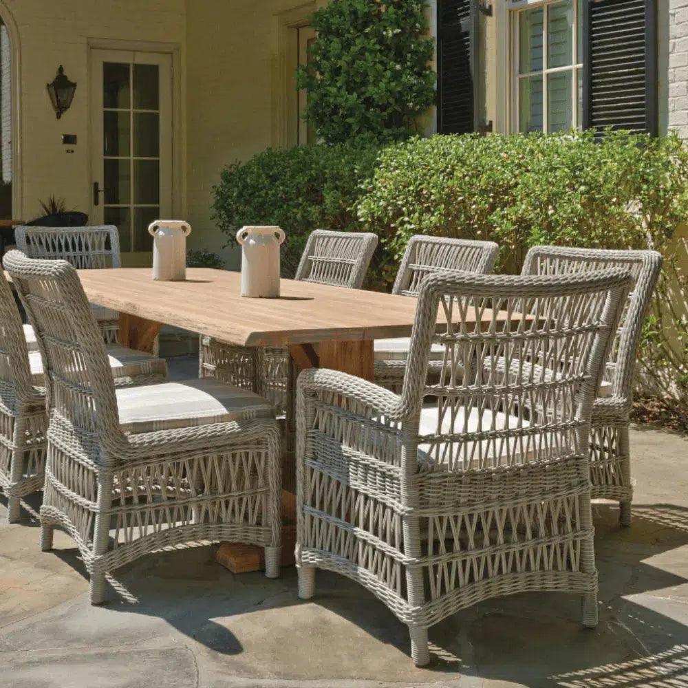 Mackinac Wicker & Teak Outdoor Dining Set for 8 – Handmade Patio Furniture by Lloyd Flanders