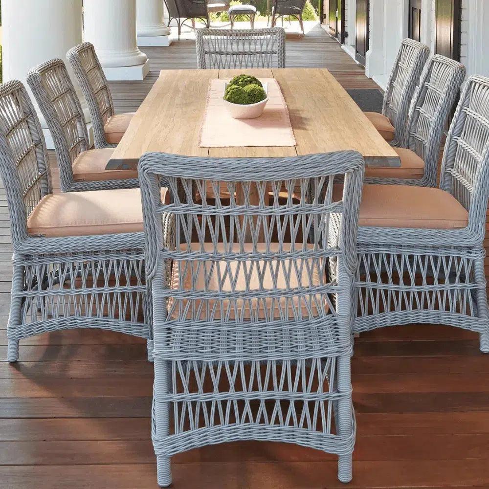 Mackinac Wicker & Teak Outdoor Dining Set for 8 – Handmade Patio Furniture by Lloyd Flanders