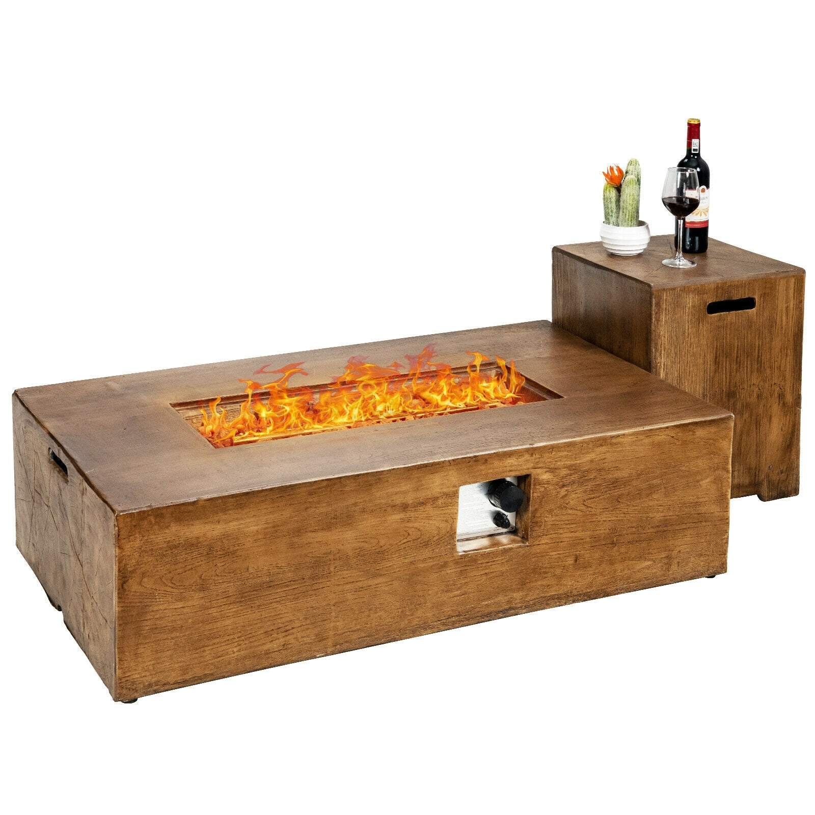 2-Piece Outdoor Propane Fire Pit Table Set – 50,000 BTU Patio Fire Table with Tank Holder & Lava Rocks