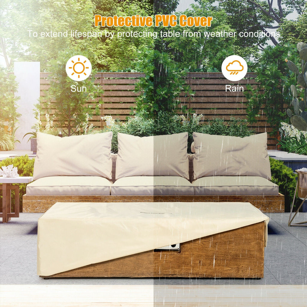 2-Piece Outdoor Propane Fire Pit Table Set – 50,000 BTU Patio Fire Table with Tank Holder & Lava Rocks
