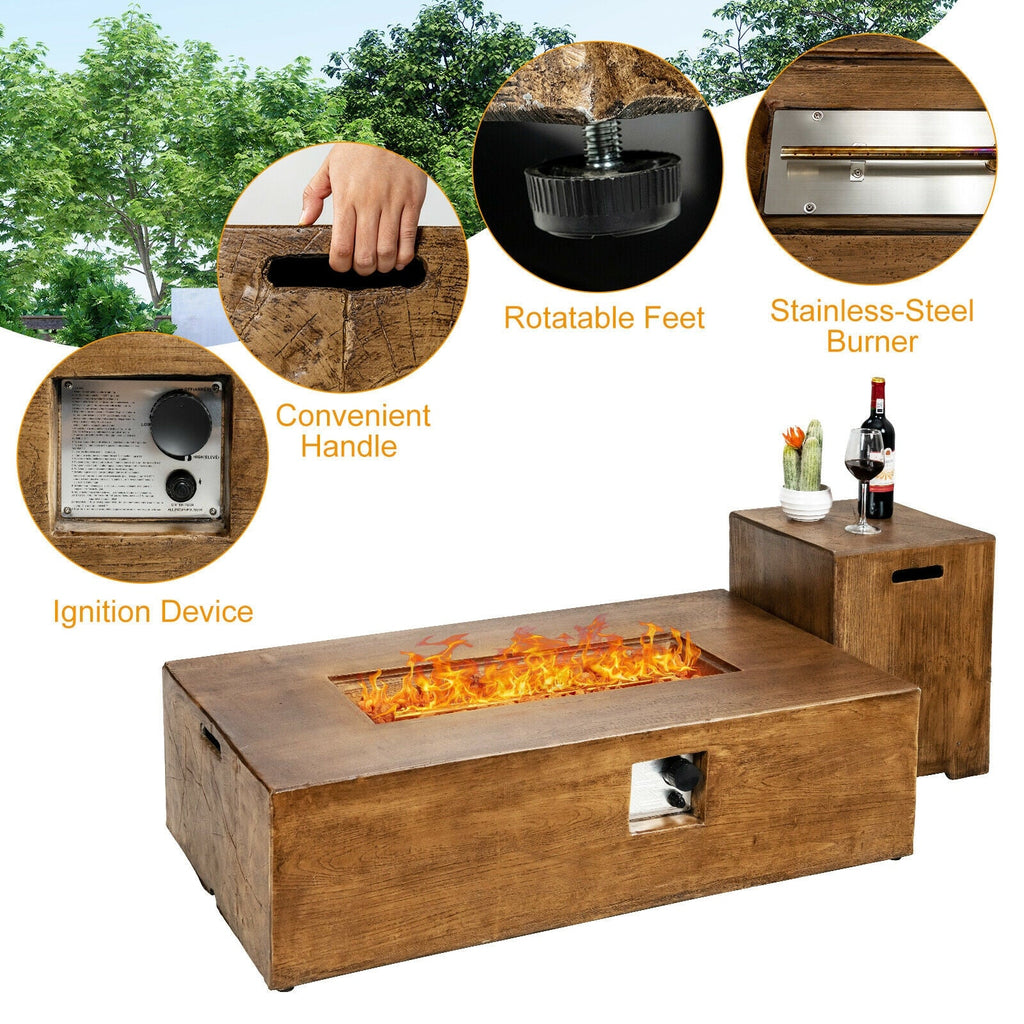 2-Piece Outdoor Propane Fire Pit Table Set – 50,000 BTU Patio Fire Table with Tank Holder & Lava Rocks