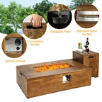 2-Piece Outdoor Propane Fire Pit Table Set – 50,000 BTU Patio Fire Table with Tank Holder & Lava Rocks