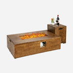 2-Piece Outdoor Propane Fire Pit Table Set – 50,000 BTU Patio Fire Table with Tank Holder & Lava Rocks