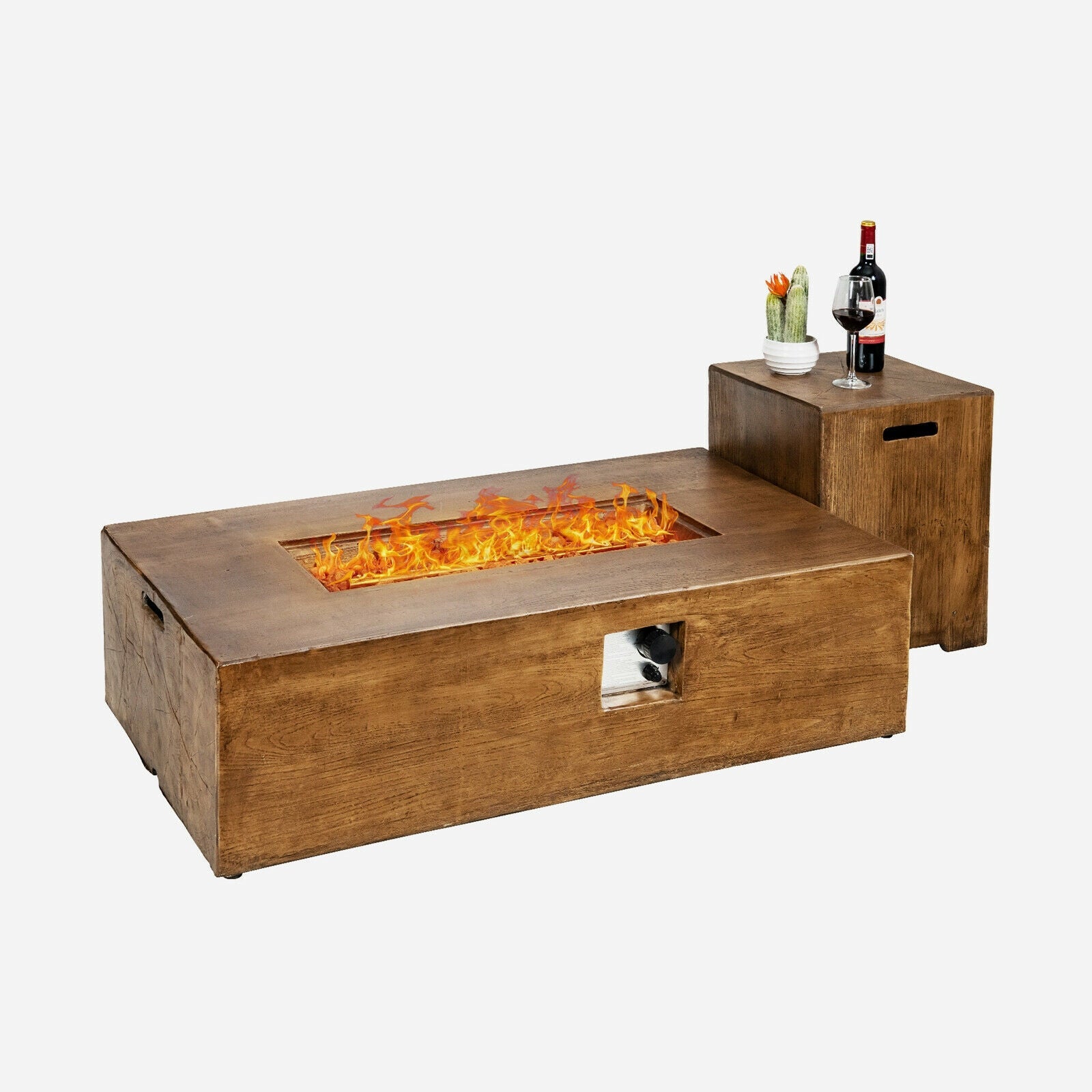 2-Piece Outdoor Propane Fire Pit Table Set – 50,000 BTU Patio Fire Table with Tank Holder & Lava Rocks